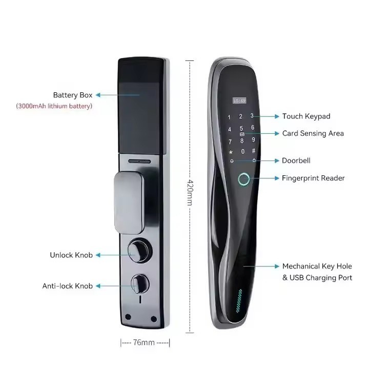 Tuya WiFi Smart Door Lock Fingerprint RFID Card Password Keyless Waterproof