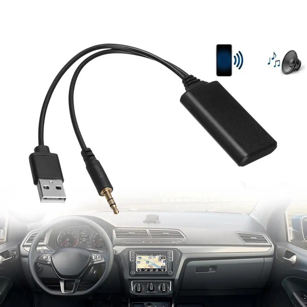 Aux to Bluetooth 5.0 Adapter 3.5mm Bluetooth Receiver Microphone for Car NEW