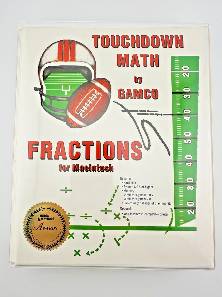 Vintage Touchdown Math Fractions Macintosh Game Floppy Disk Gamco Complete Set