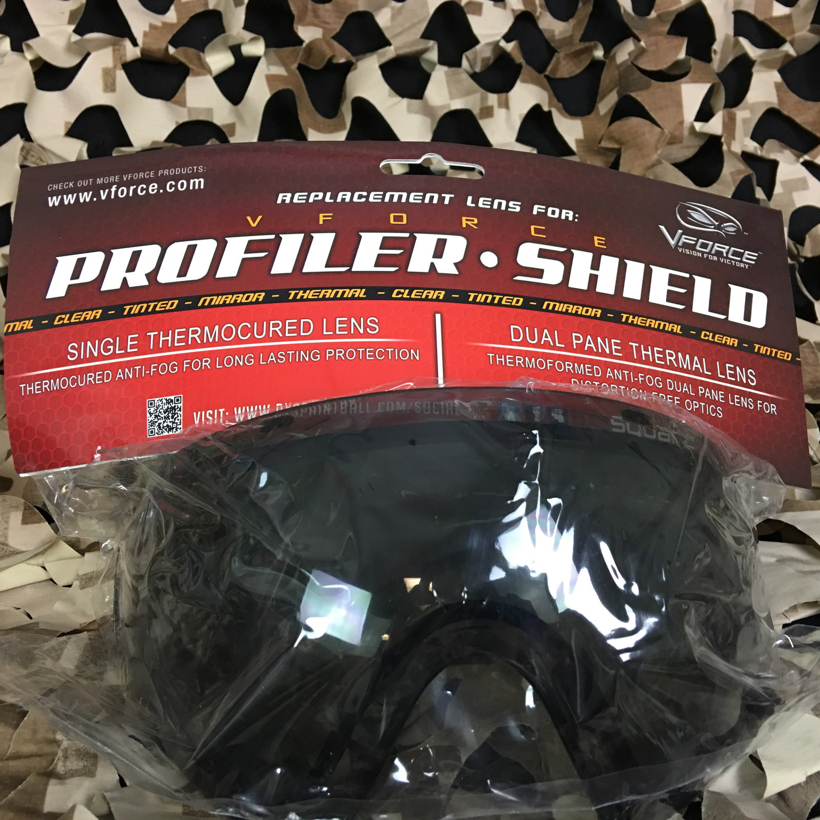NEW V-Force Profiler Dual Pane Thermal Anti-Fog Mask Lens - Ninja Black
