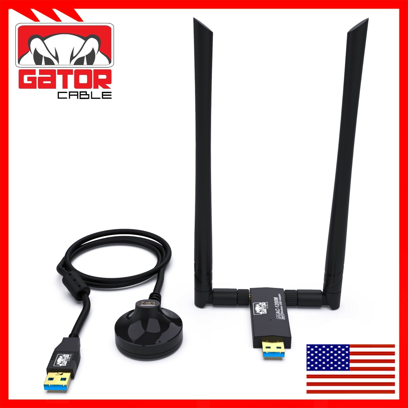 WiFi Wireless Antenna USB 3.0 Adapter Long Range 1200Mbps Dual Band 5GHz 2.4GHz