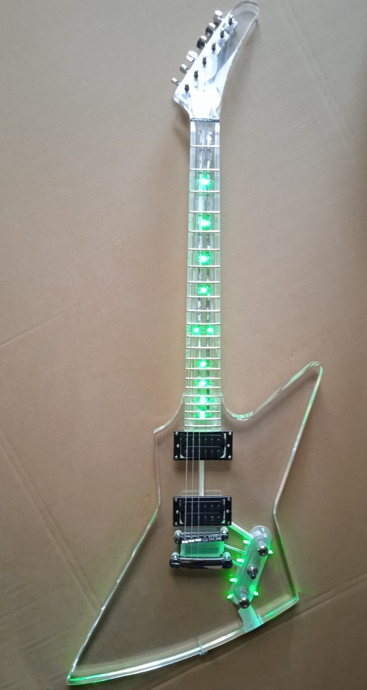 9# Electric Guitar 6 Strings Acrylic body  neck Blue LED