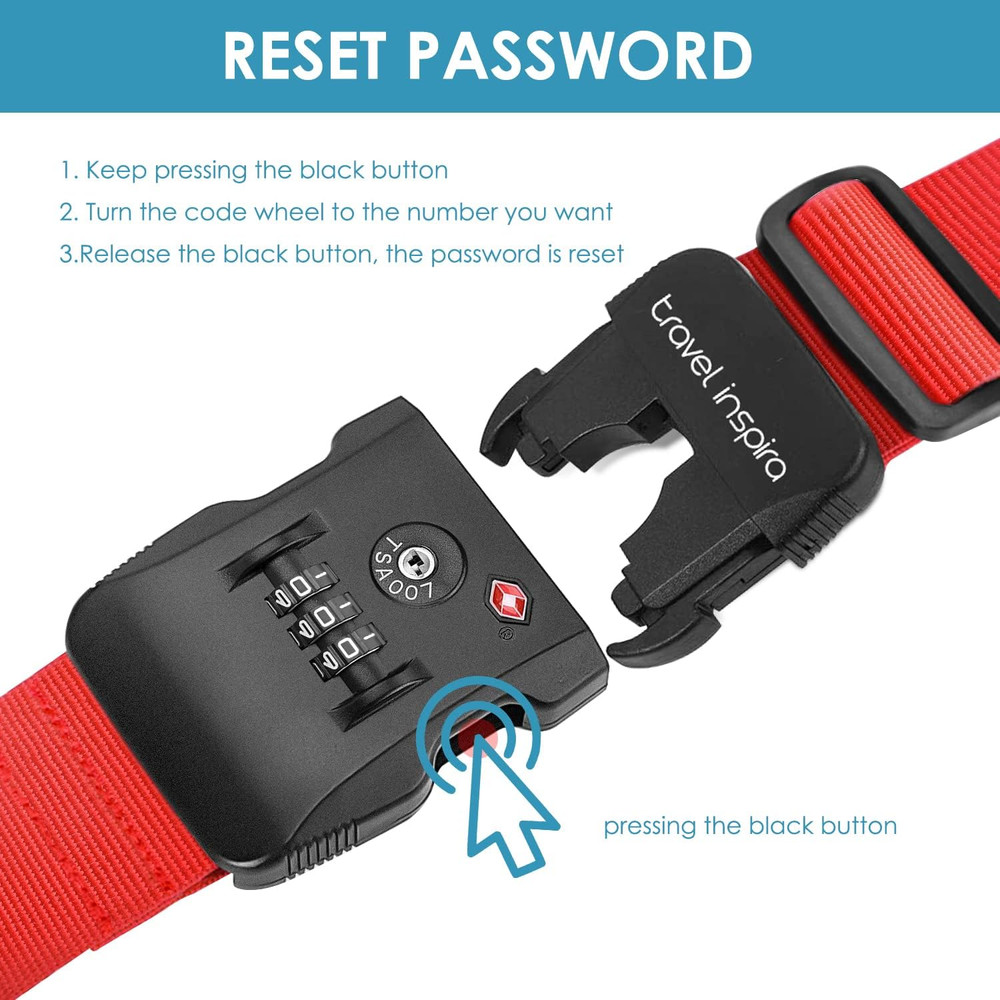 Luggage Strap with TSA Combination Lock - Adjustable, Easy to Use, Protect Yo