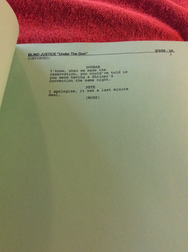 ORIGINAL SCRIPT BLIND JUSTICE UNDER THE GUN STEVEN BOCHCO RON ELDARD NICHOLS
