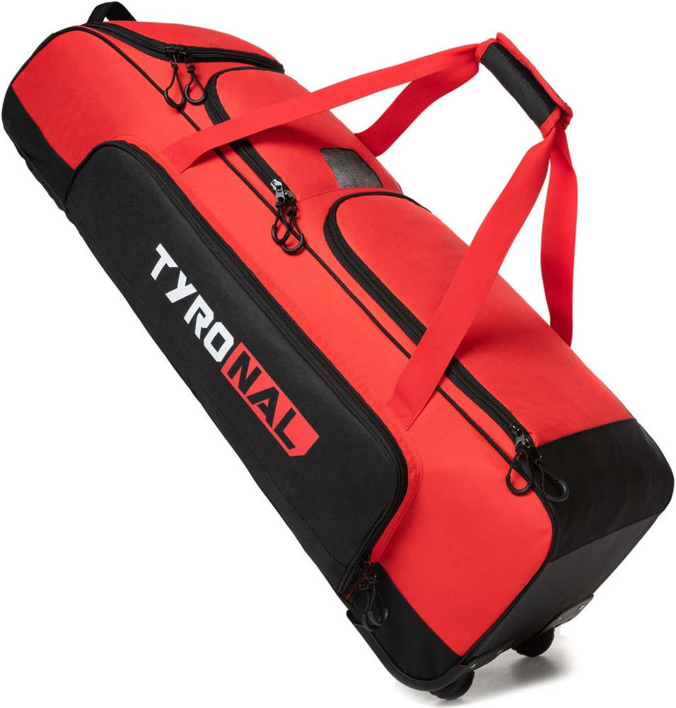 Baseball Bag with Wheels for 4 Bats,Soft Rolling Baseball Bag with Multi-Pockets