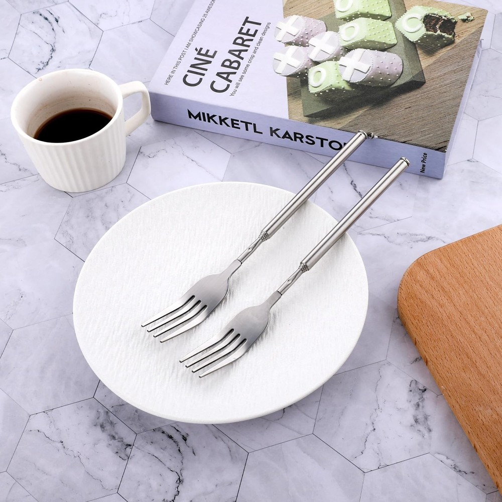2Pcs Extendable Forks 8.7 to 25.6 Inch Adjustable Telescopic Fork, Stainless ...