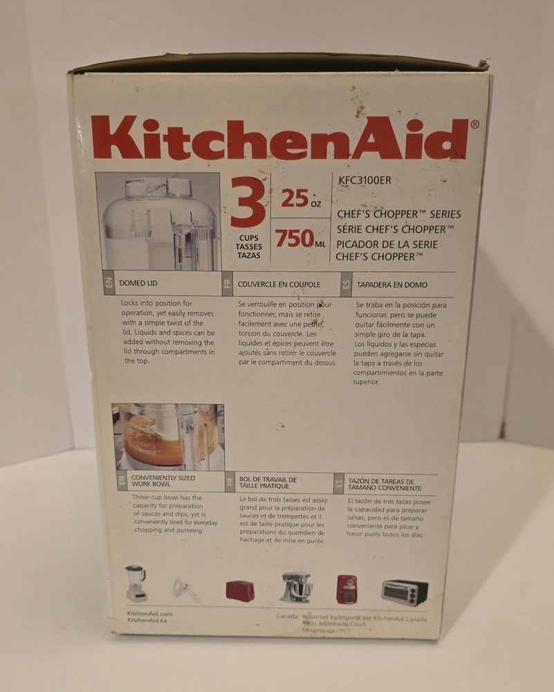 KitchenAid Food Processor Chef's Chopper Series 3 Cup Red *Test & Working*