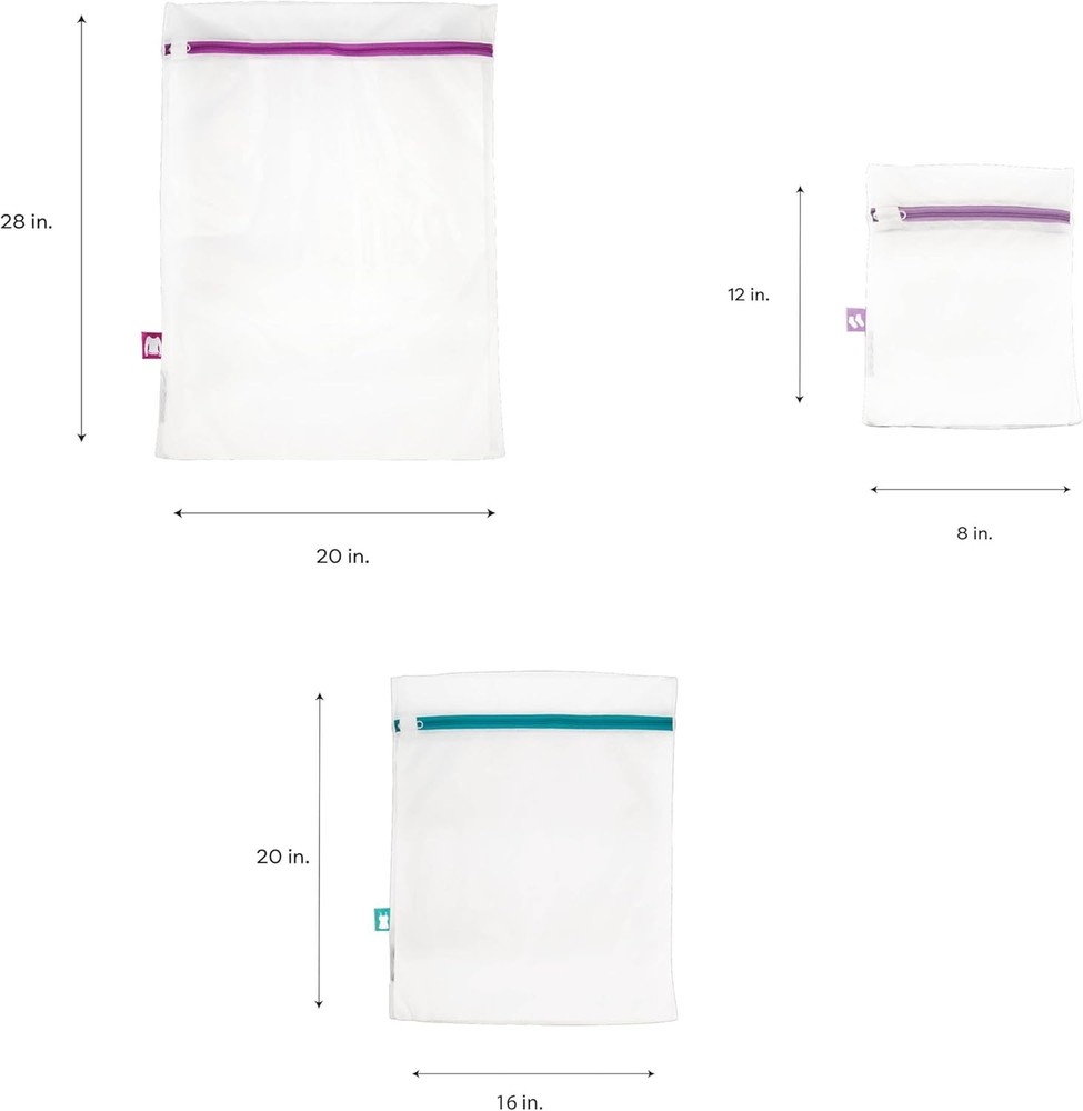 3Pcs Sanitized Mesh Wash Bag Treated White Zipper Rectangular