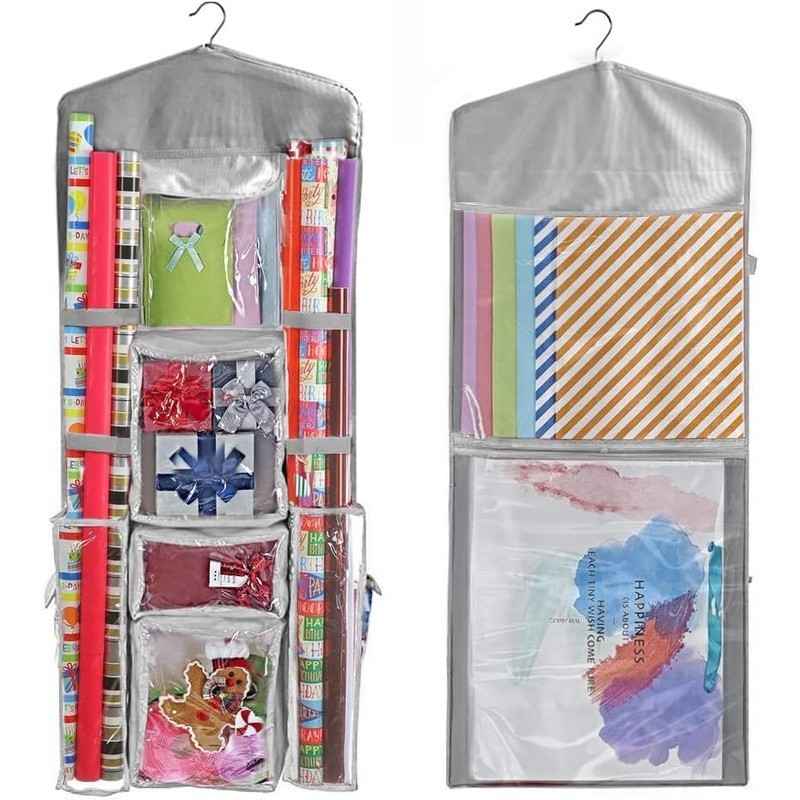 Hanging Organizer Gift Wrapping Paper Storage 10 Compartment Closet Solution New