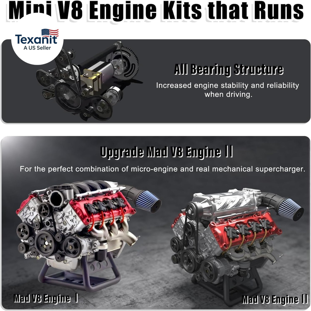 Mini V8 Engine Kits That Runs, V8 Model Engine Kit Cison Engine MAD RC Engine Mo