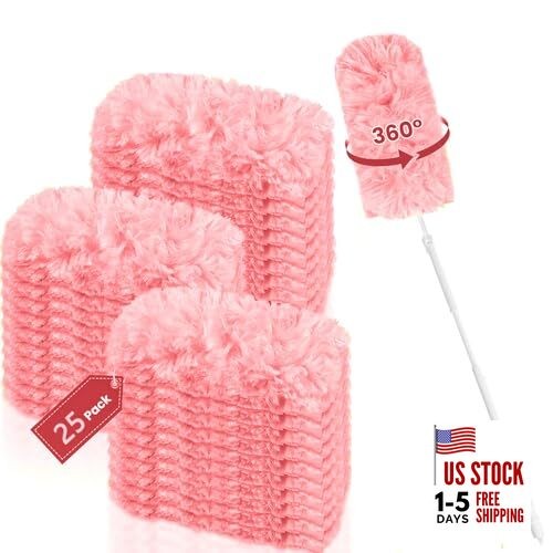 25 Pack Duster Refills with 1 Extended Handle Compatible with S wiffer, Heavy
