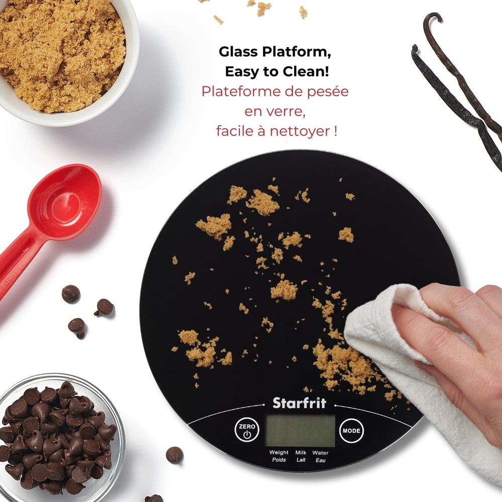 Starfrit Digital Kitchen Scale - Glass Platform - Measures Weight and Liquid ...