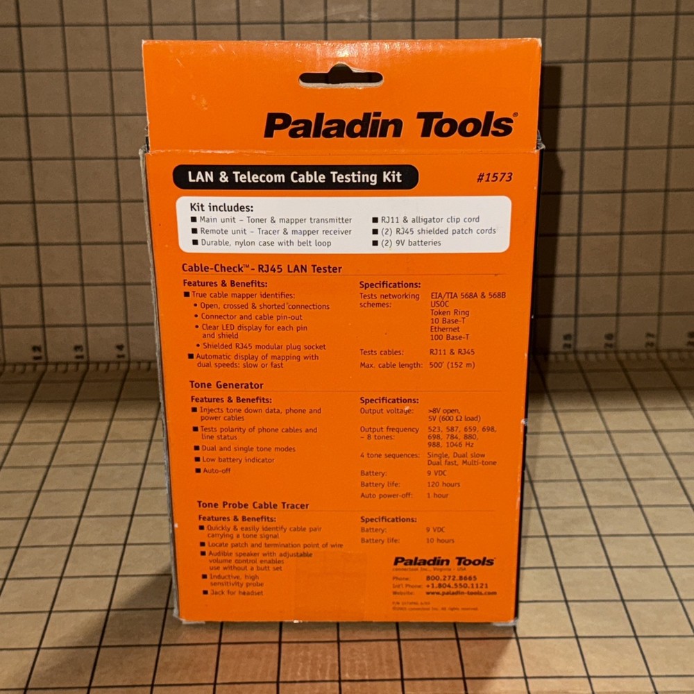 Paladin Tools 1573 Tone & Probe Plus Cable Check - LAN & Telecom Cable Test Kit