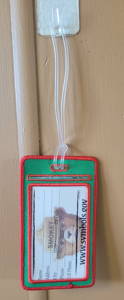 Smokey Bear Embroidered Patch Luggage Bag Tag Prevent Forest Fires