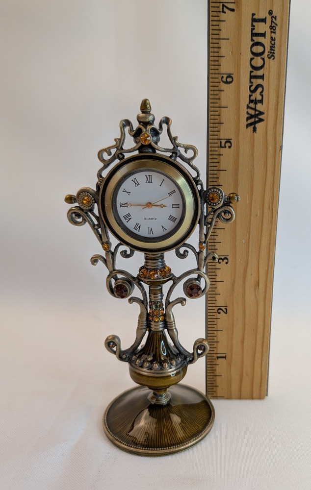 VINTAGE DECORATIVE DESK CLOCK WITH CRYSTALS