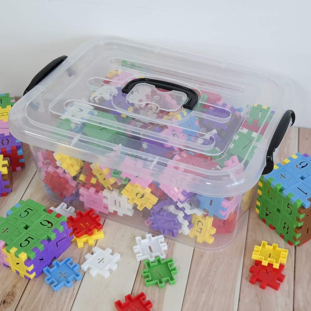 8 L Plastic Storage Boxes, Clear Storage Bin with Black Handle, 2-Pack 8 L