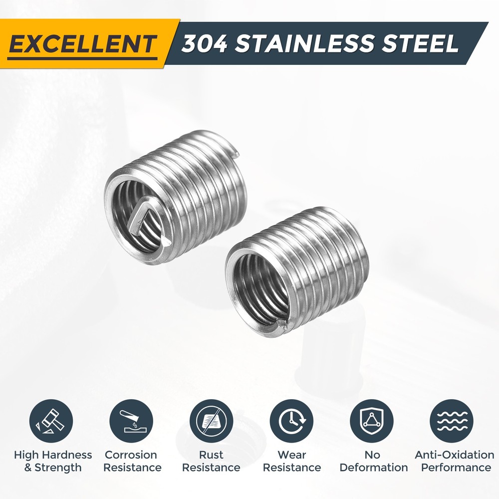 50pcs Wire Thread Inserts M6 x 1 x 2D Metric Helical Threaded Sleeve
