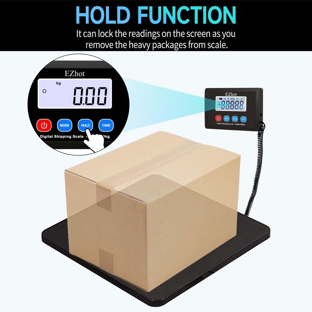 440lbs Postal Scale, Hold/Tare Function, Manual/Auto Off LCD Display, Lightwe...