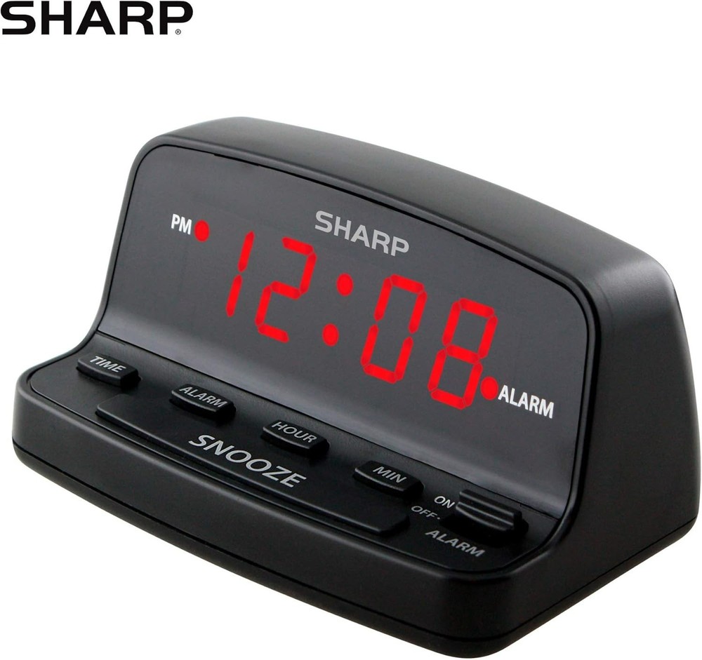 Compact Black Digital Alarm Clock - Simple Operation & Battery Backup Feature