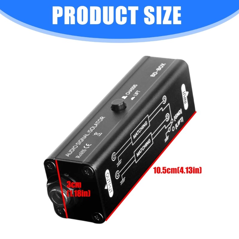 Professional 6.35mm Audios Ground Looping Noise Isolator Filter Metal