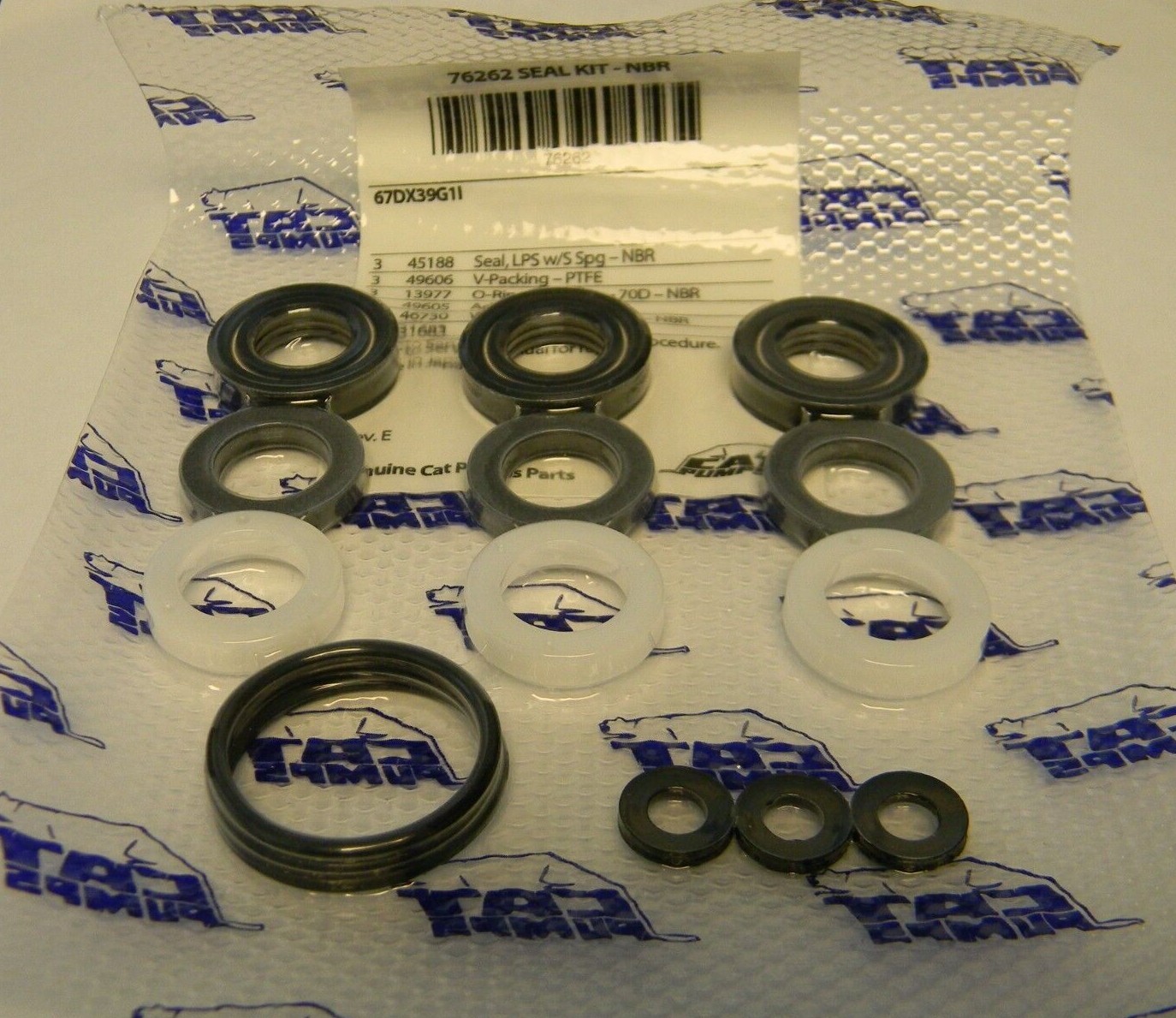 Cat Pump 76262 Seal Kit For 67DX39G1 and DXPW60605 Pressure Pump 67DX391l