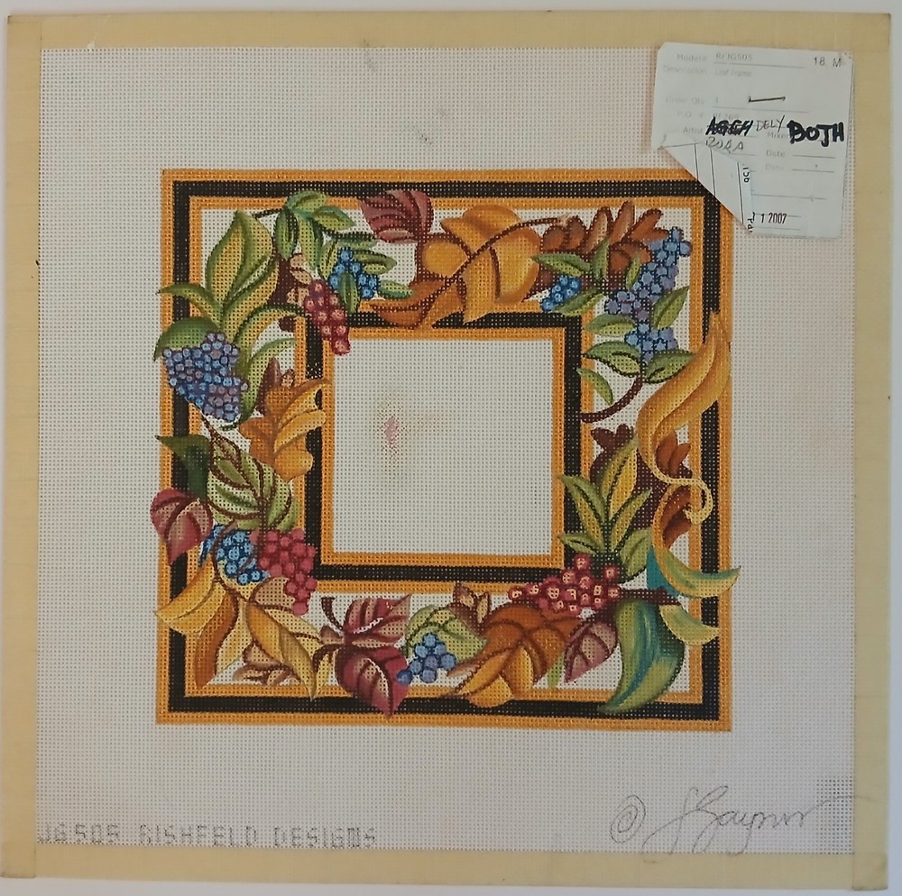 Rishfeld Designs Fall Leaf Frame Gaynor Hand Painted Needlepoint Canvas**READ**