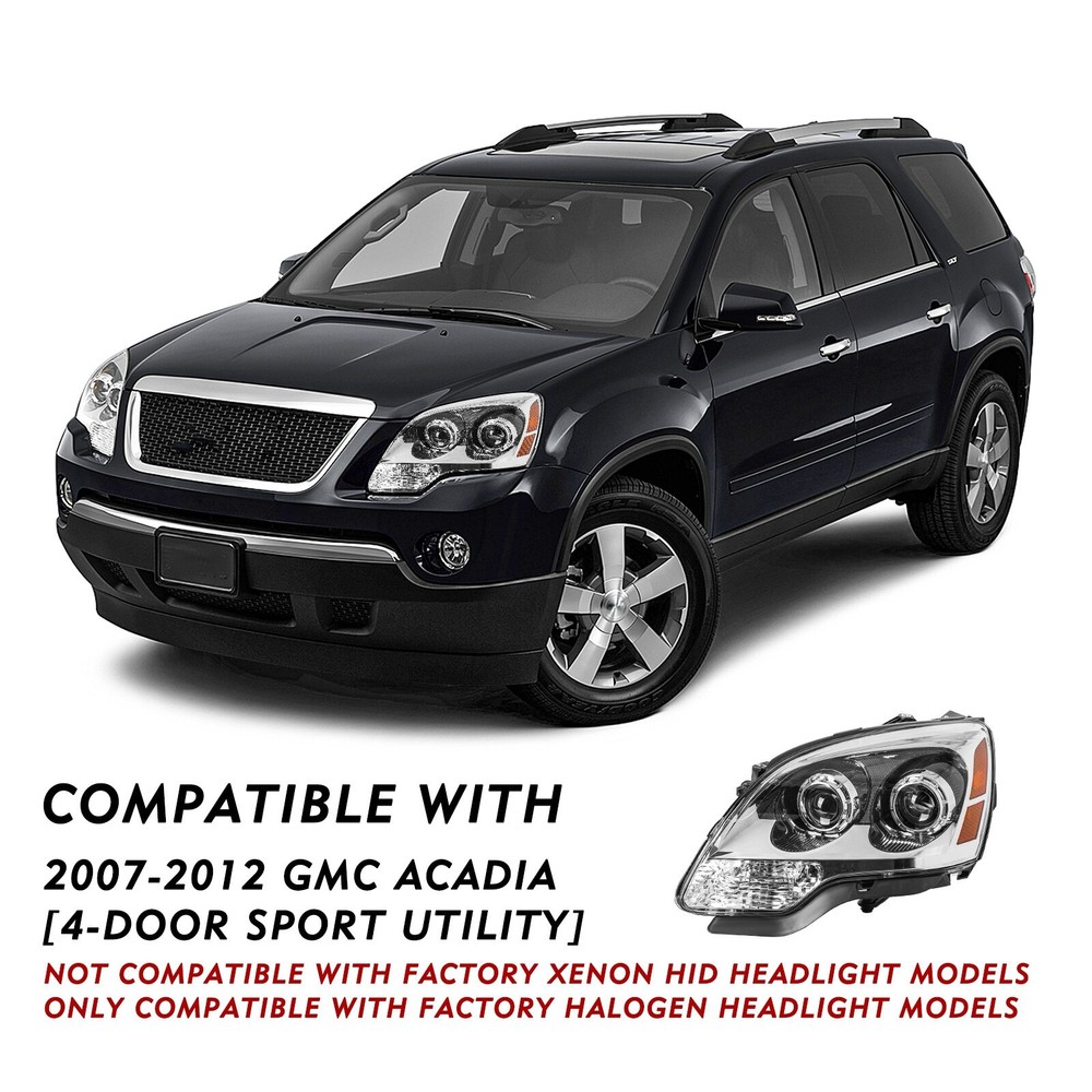 For GMC Acadia 2007-2012 Projector W/ Bulbs Clear Pair Headlights Left+Right