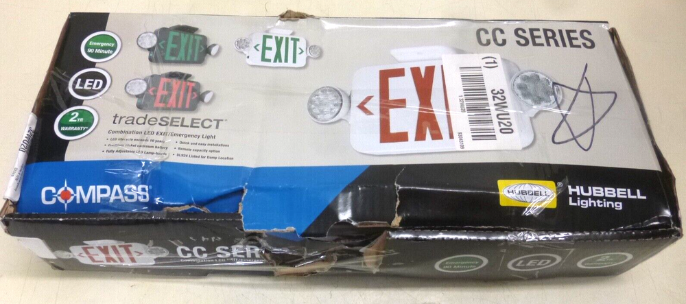 NEW! COMPASS, 1 or 2 Face LED Exit Sign with Emergency Lights,