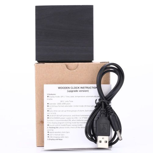 New Modern Wooden Wood Digital LED Desk Alarm Clock Thermometer Timer Calendar