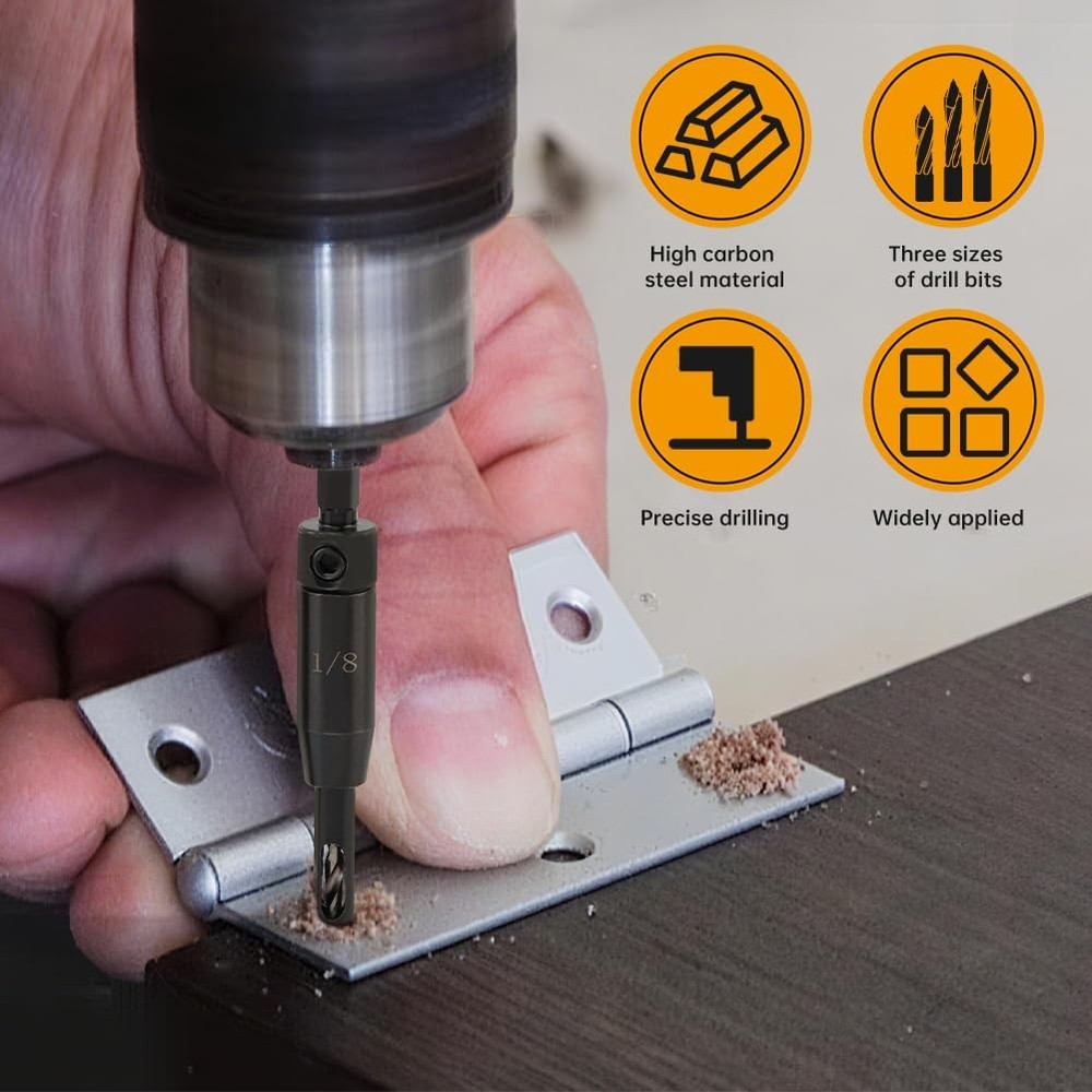 6 Pcs Self Centering Drill Bit Set, 1/4" Hex Shank Hinge Drill Bit Set 3/32",...