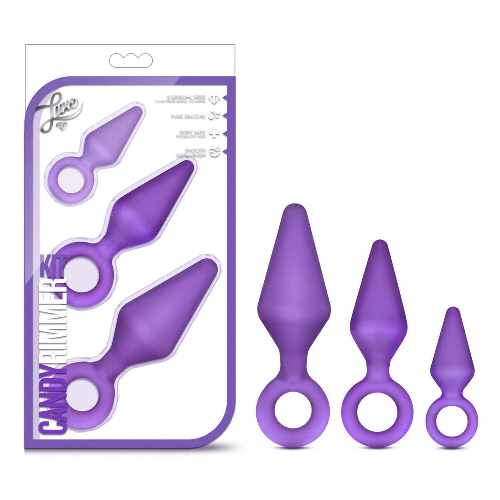 Blush Luxe Anal Butt Plug Beginner Training Kit Three Sizes Platinum Silicone