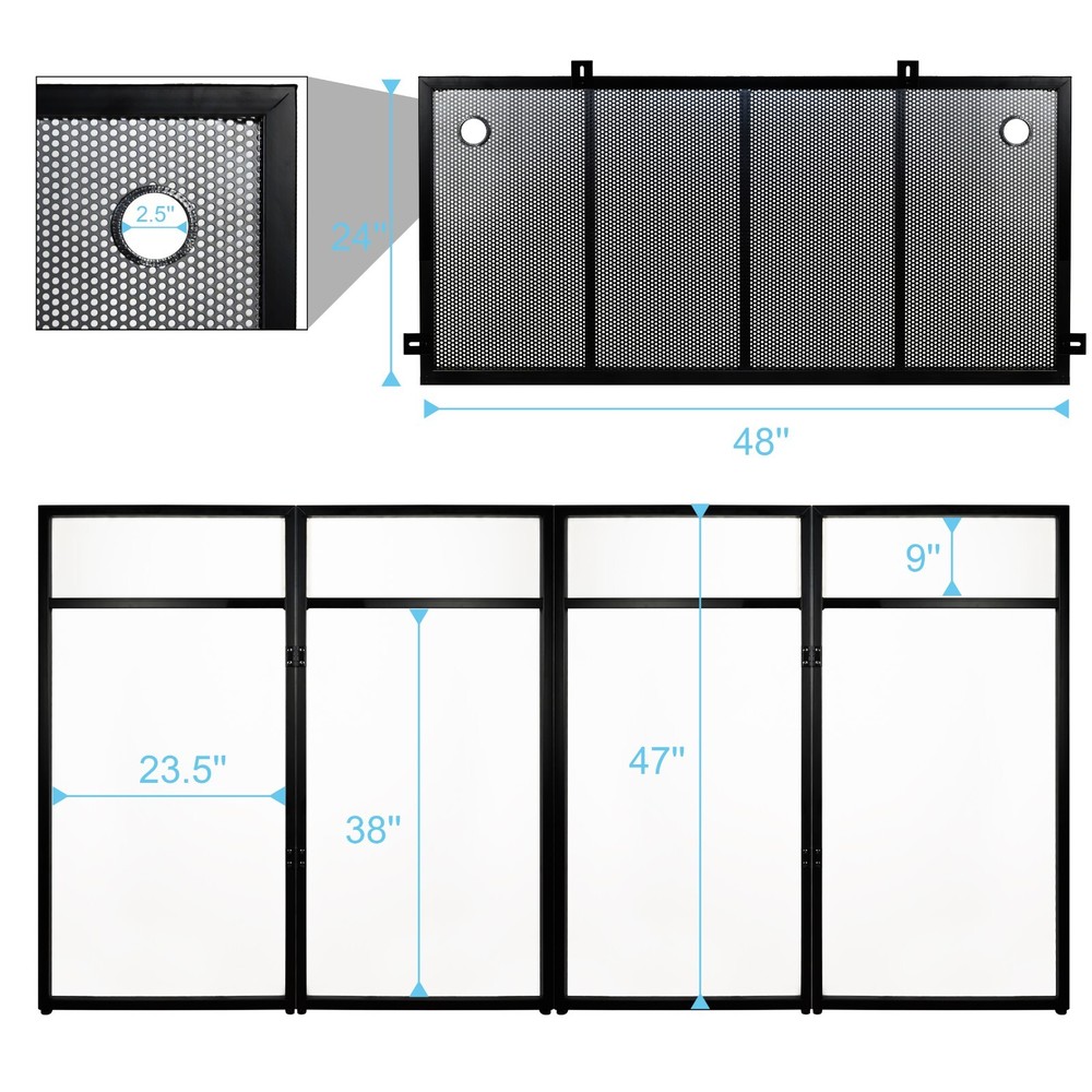 PRORECK DJ Facade Booth Panel Metal Frame Foldable White and Black with Table