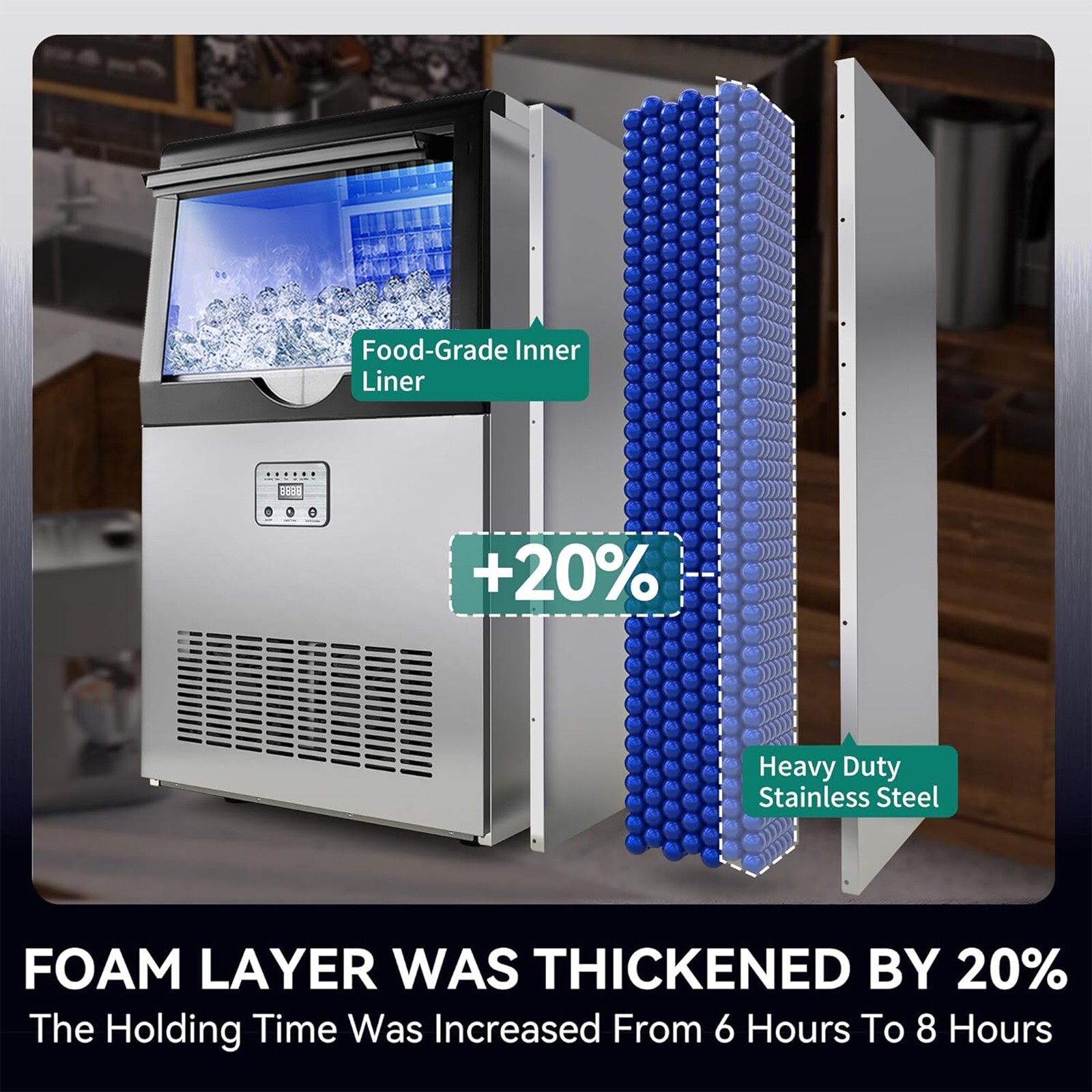 Commercial Ice Maker 100lbs Ice Built-in/Freestand Cube Machine Restaurant New