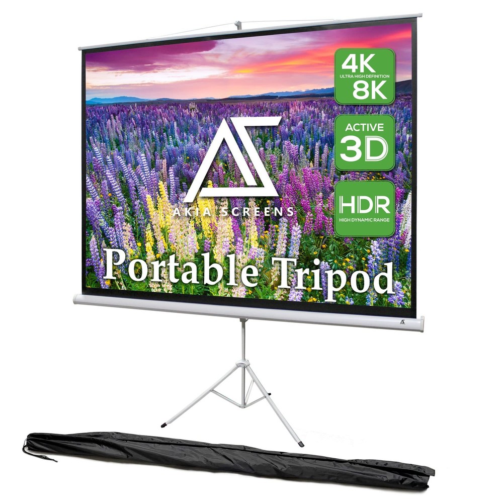100 Inch Projector Screen with Stand, 4:3 HD, Tripod Pull-Up Portable Screen,...