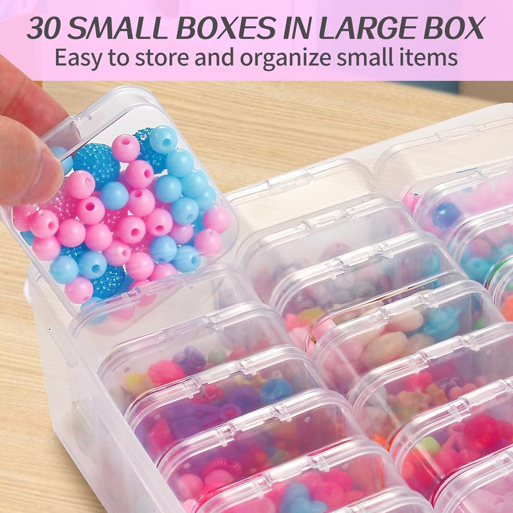 THYSSEN Bead Organizers,30Pcs Plastic Mini Clear Storage Cases 1Pack 30pcs