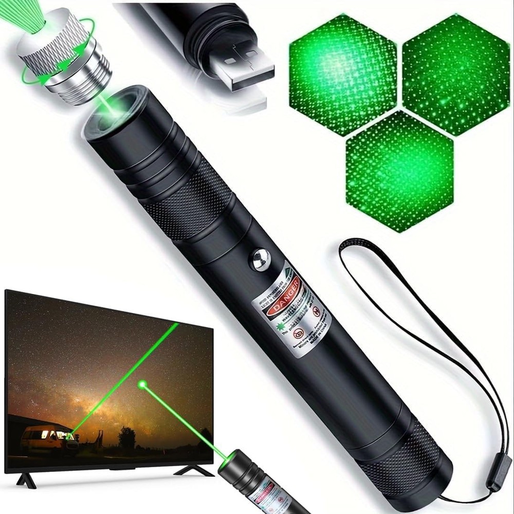 Green Laser Pointer High Power Pen - Long Range Rechargeable Laser Beam, USB
