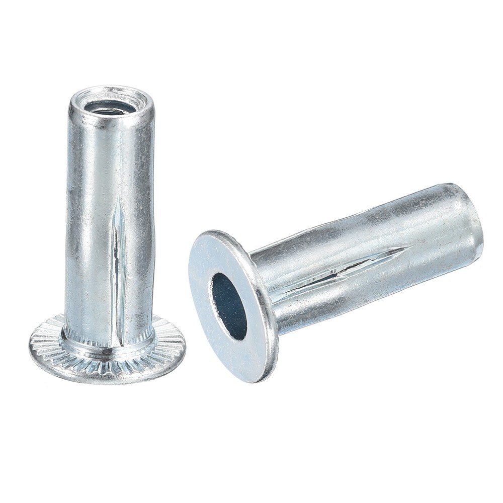 25pcs 1/4-20 Multi-Grip Rivet Nuts Pre-Bulbed Shank Flat Head Threaded Insert
