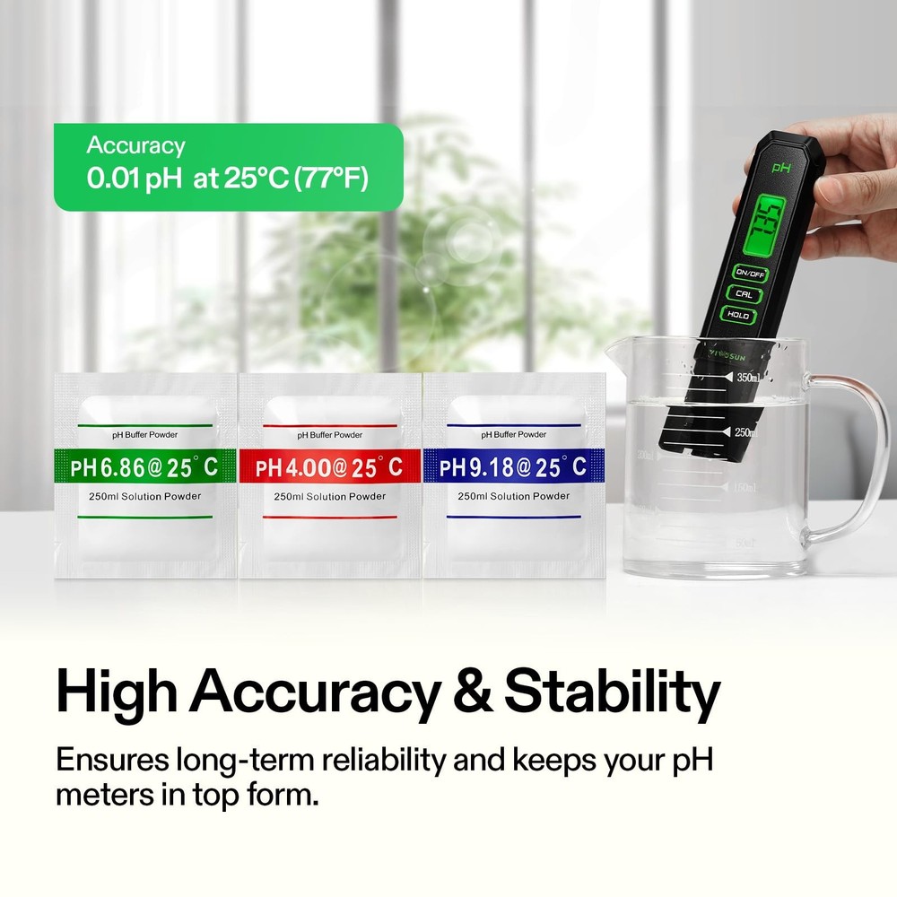 VIVOSUN 18-Pack pH Meter Buffer Solution Powder, 6.86/4.00/9.18, White