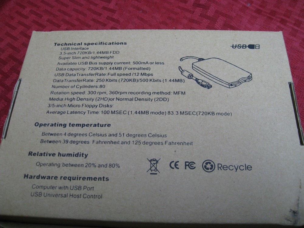 USB Floppy Disk Reader Drive, 3.5”External Portable 1.44 MB Diskette Drive