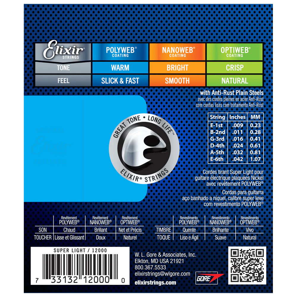 6 Sets! Elixir POLYWEB Nickel Electric — 12000 Super Light .009-.042