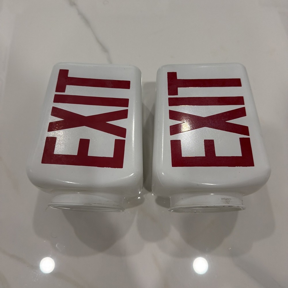 Milk Glass White Exit Double Sided Unusual Light Cover