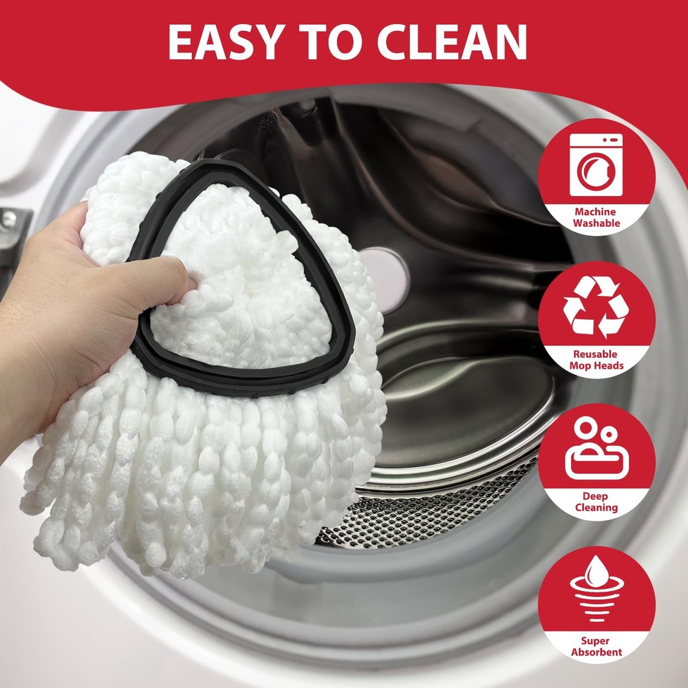 Spin Mop Replacement Set for O-Ceda EasyWring 1-Tank System, Includes 2 Mop H...