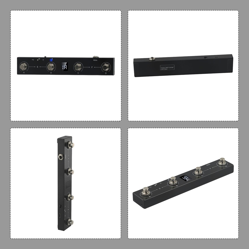 Lightweight MIDI Footswitch Controller Rechargeable USB 4 Buttons Pedal