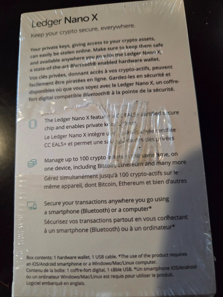Ledger Nano X - Crypto Hardware Wallet - Bluetooth Compatible - New/Sealed