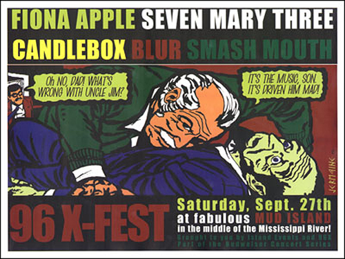 FIONA APPLE SMASH MOUTH 1996 New Orleans X-Fest Original Concert Poster Jermaine