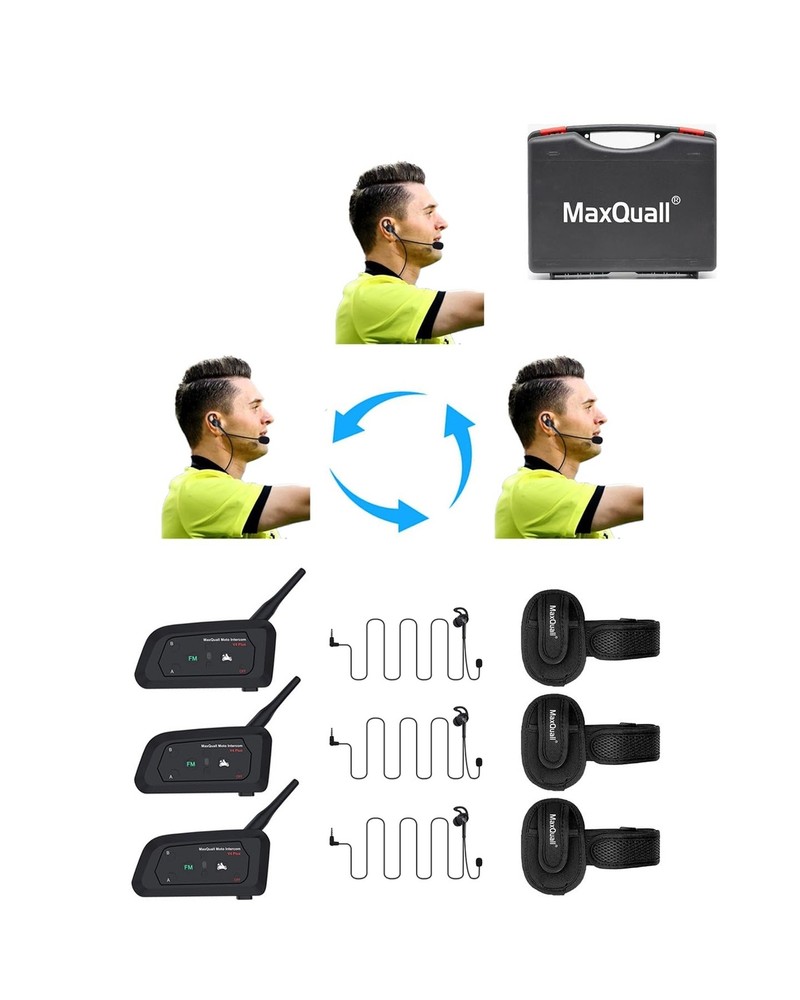 Referee Headset, Referee Communication System Sets 3 Person Full Duplex Footb...