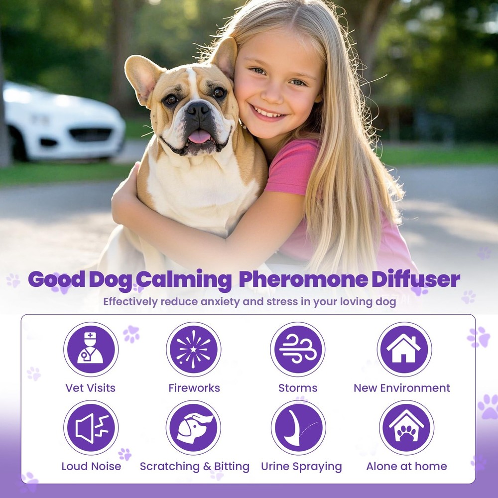 Dog Calming Diffuser, 4 in 1 Puppy Pheromones Calming Diffuser, Relaxing Pher...