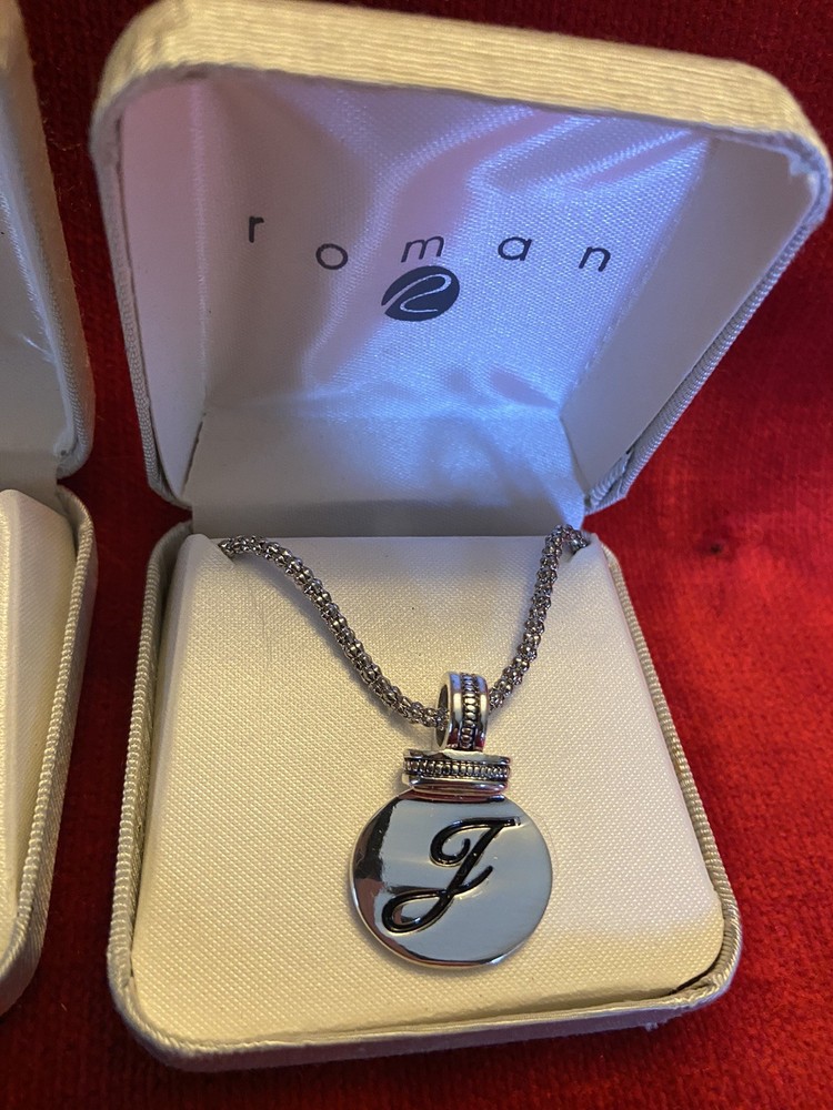 Vintage (2) Roman "J" Initial Necklaces-Signed
