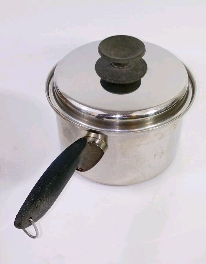 Vintage Permanent 5PLY MULTI CORE STAINLESS STEEL USA Saucepan & Steamer Basket