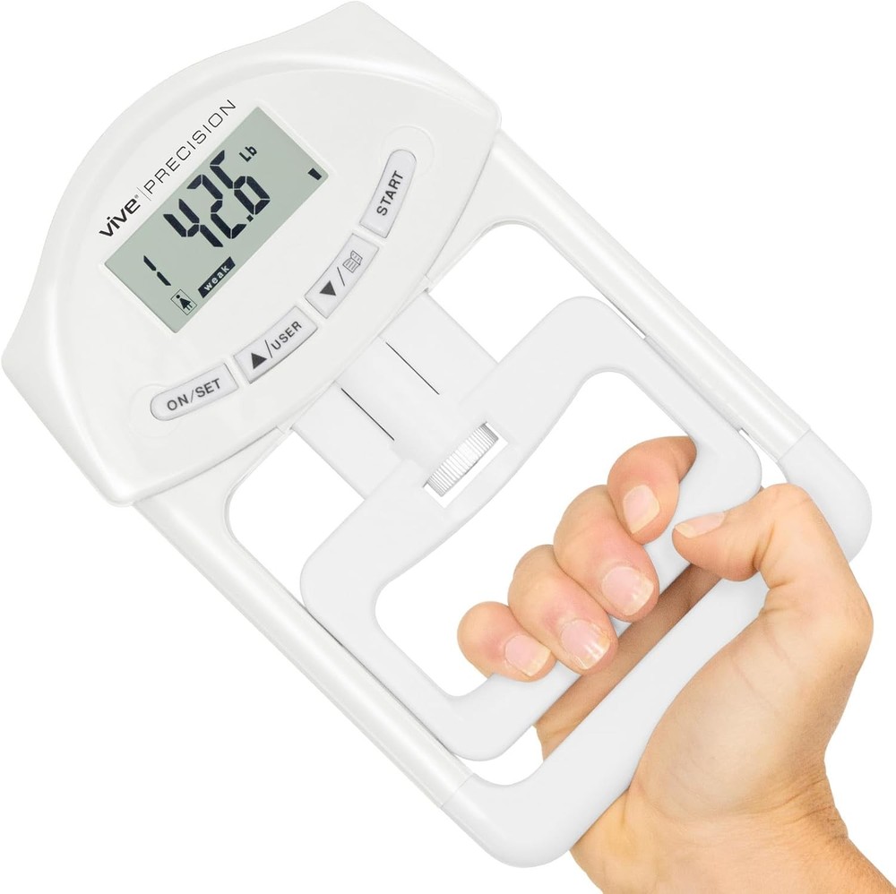 Grip Strength Tester - Hand Dynamometer - Handheld Digital White